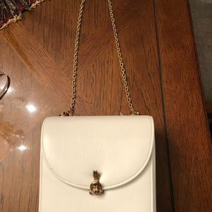 Vintage Princess Silinsky off-white  Leather Handbag With Gold Tone Accents